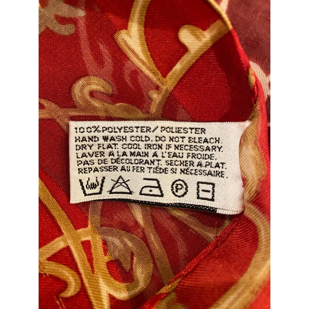 Liz Claiborne Scarf Holiday Red‎ Gold Silky Feel Long Flowy Versatile Christmas - Picture 7 of 9